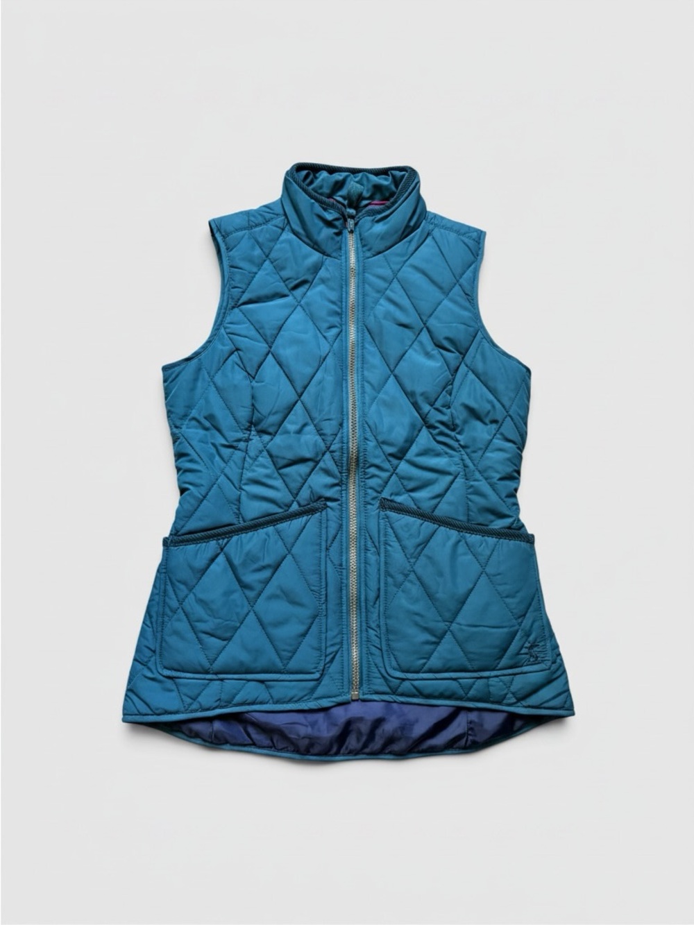 Joules Women’s Quilted Vest US 4 Teal Blue Diamond Puffer Gilet Equestrian